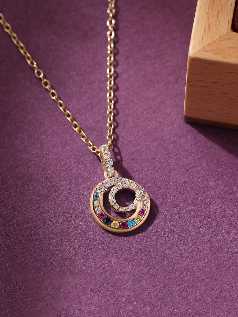 Cirlce Pops Multi Color Gold Pendant