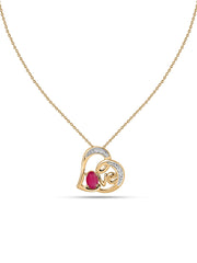 Love Embrace Thai Ruby Heart Silver Pendant