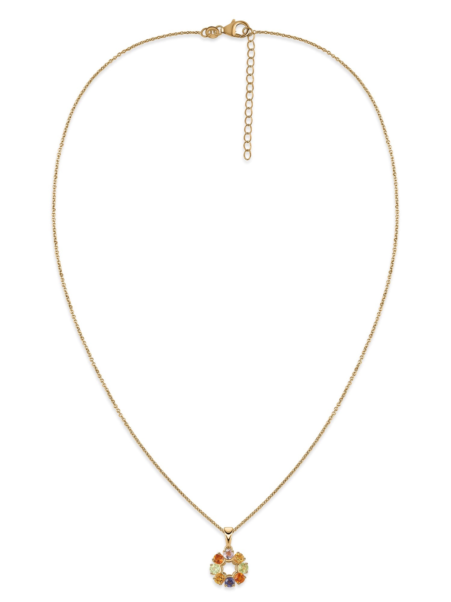 Sunlit Harmony Multi-Gemstone Silver Pendant