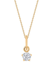 0.20 Ct Lab Diamond Solitaire Gold Pendant WIth Chain