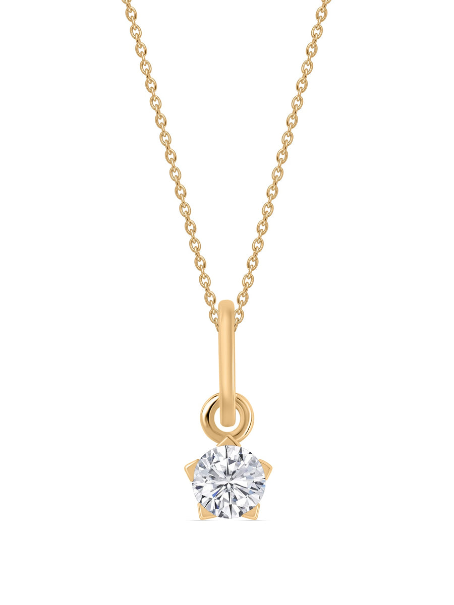 0.20 Ct Lab Diamond Solitaire Gold Pendant WIth Chain