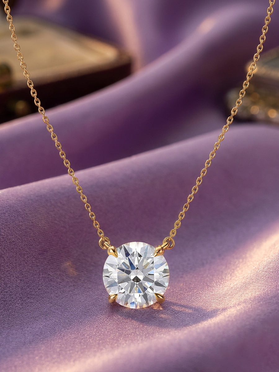 Ornate 2 Carat lab Diamond Solitaire Necklace