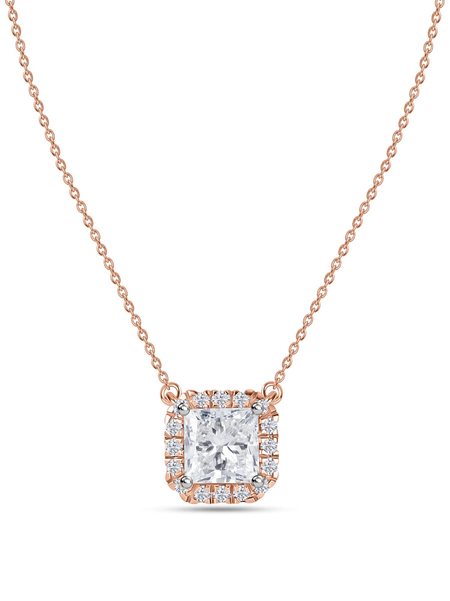 Princess 1 Ct. Lab Diamond Gold Necklace