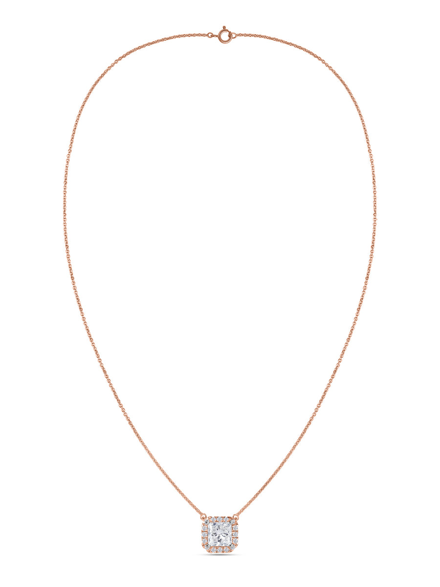 Princess 1 Ct. Lab Diamond Gold Necklace