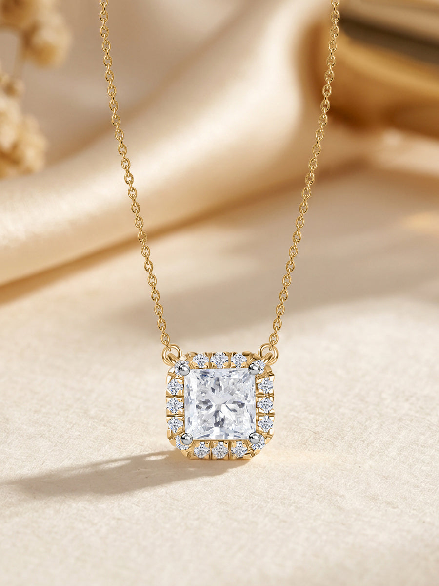 Princess 1 Ct. Lab Diamond Gold Necklace