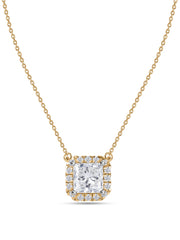 Princess 1 Ct. Lab Diamond Gold Necklace