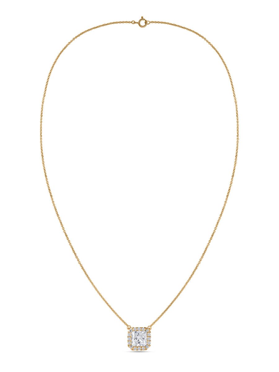 Princess 1 Ct. Lab Diamond Gold Necklace