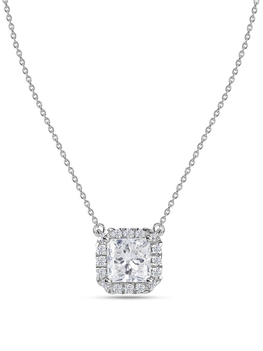 Princess 1 Ct. Lab Diamond Gold Necklace