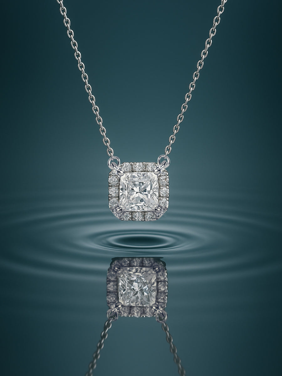Princess 1 Ct. Lab Diamond Gold Necklace