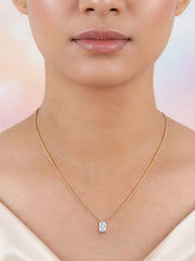 Radiant 1 Carat Solitaire Diamond Gold Necklace
