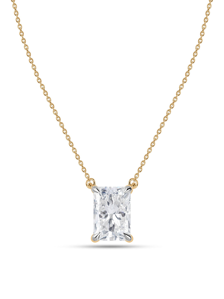 Radiant 1 Carat Solitaire Diamond Gold Necklace
