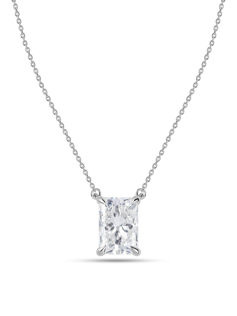 Radiant 1 Carat Solitaire Diamond Gold Necklace