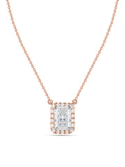 Ornate 1 Carat Solitaire Diamond Radiant Necklace