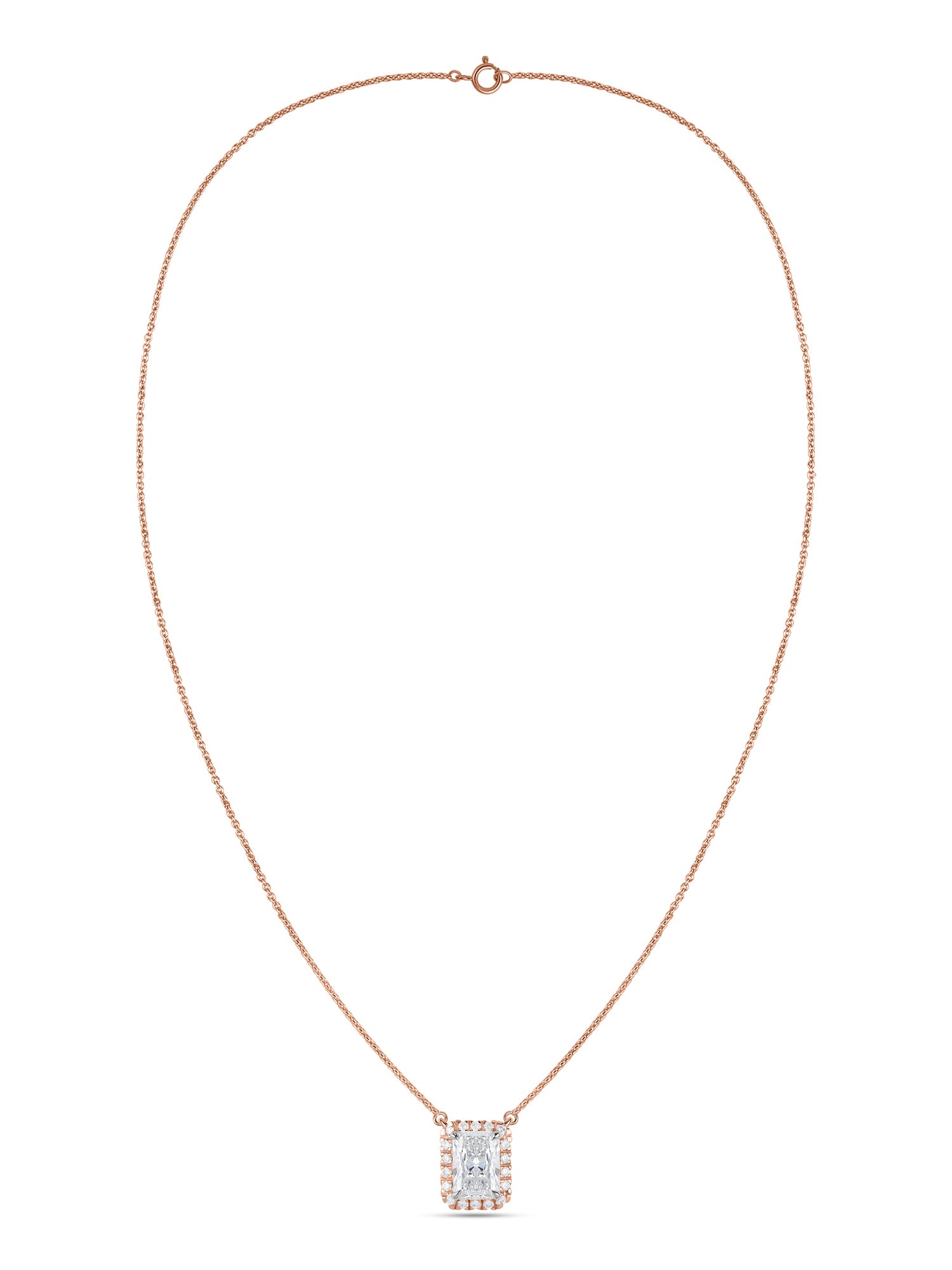 Ornate 2 Carat Solitaire Diamond Halo Necklace