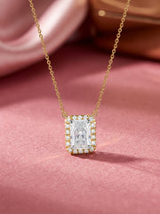 Ornate 1 Carat Solitaire Diamond Radiant Necklace