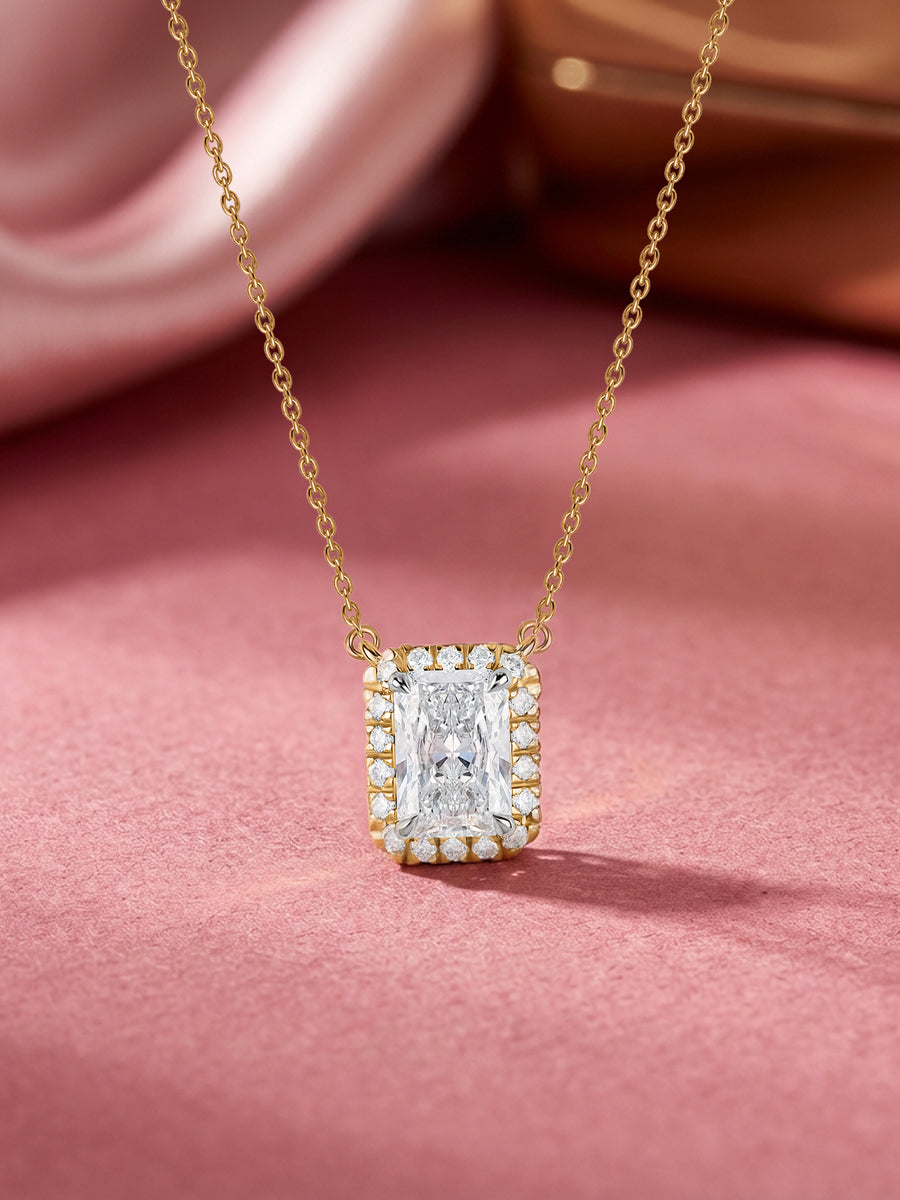 Ornate 1 Carat Solitaire Diamond Radiant Necklace