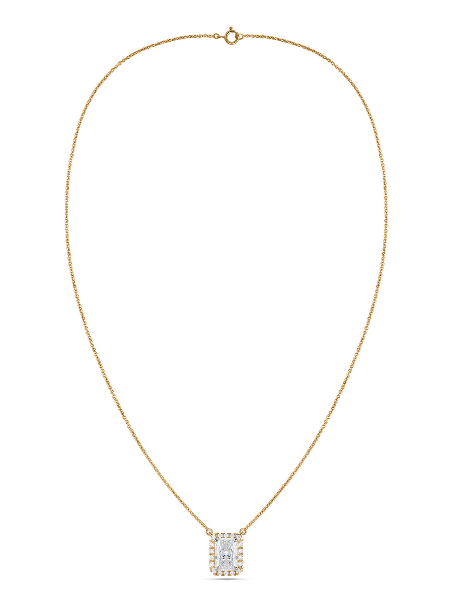 Ornate 1 Carat Solitaire Diamond Radiant Necklace