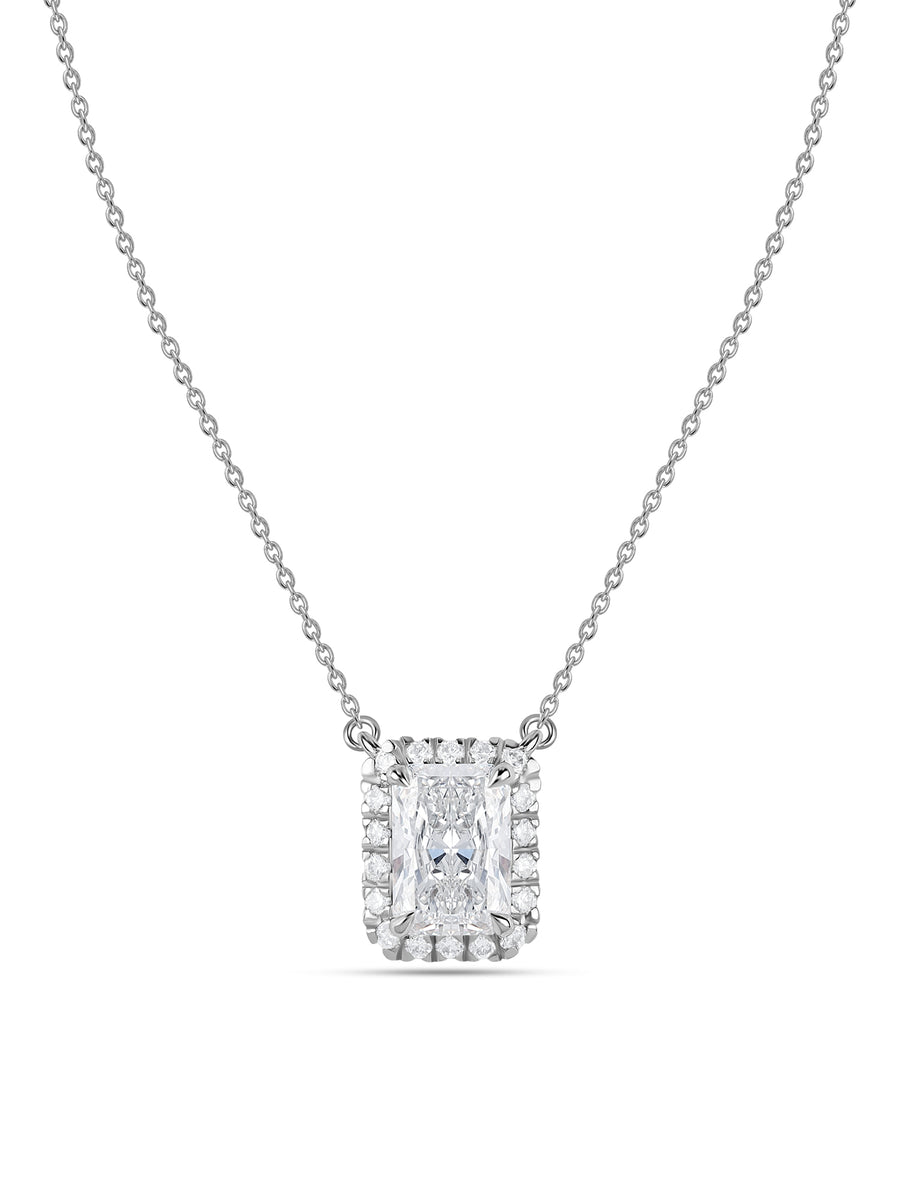 Ornate 1 Carat Solitaire Diamond Radiant Necklace