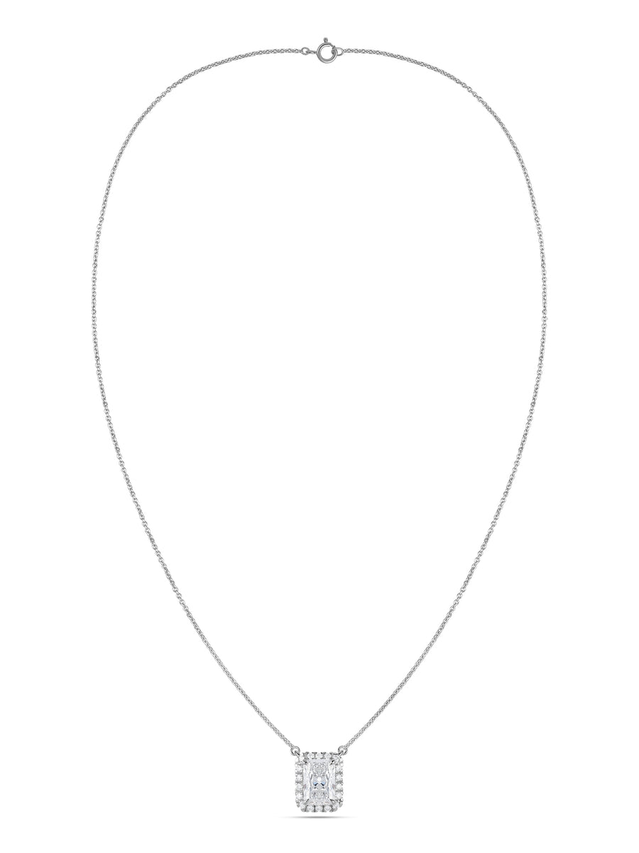 Ornate 1 Carat Solitaire Diamond Radiant Necklace