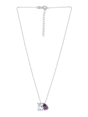 Toi Et Moi Purple CZ Pendant With Silver Chain