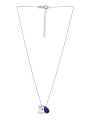 Toi Et Moi Blue CZ Pendant With Silver Chain