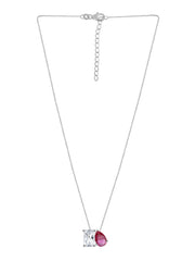 Toi Et Moi Ruby CZ Pendant With Silver Chain
