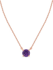 Natural Amethyst Solitaire Gold Necklace