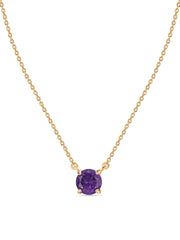 Natural Amethyst Solitaire Gold Necklace
