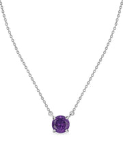 Natural Amethyst Solitaire Gold Necklace
