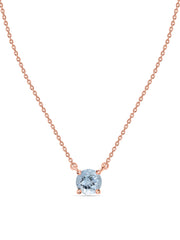 Natural Aquamarine Solitaire Gold Necklace