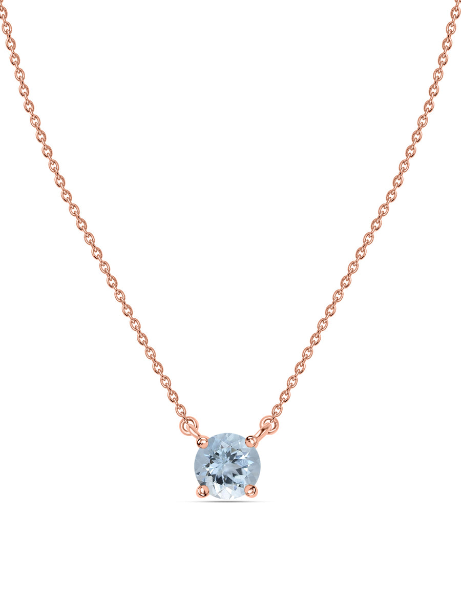 Natural Aquamarine Solitaire Gold Necklace
