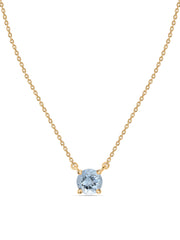 Natural Aquamarine Solitaire Gold Necklace