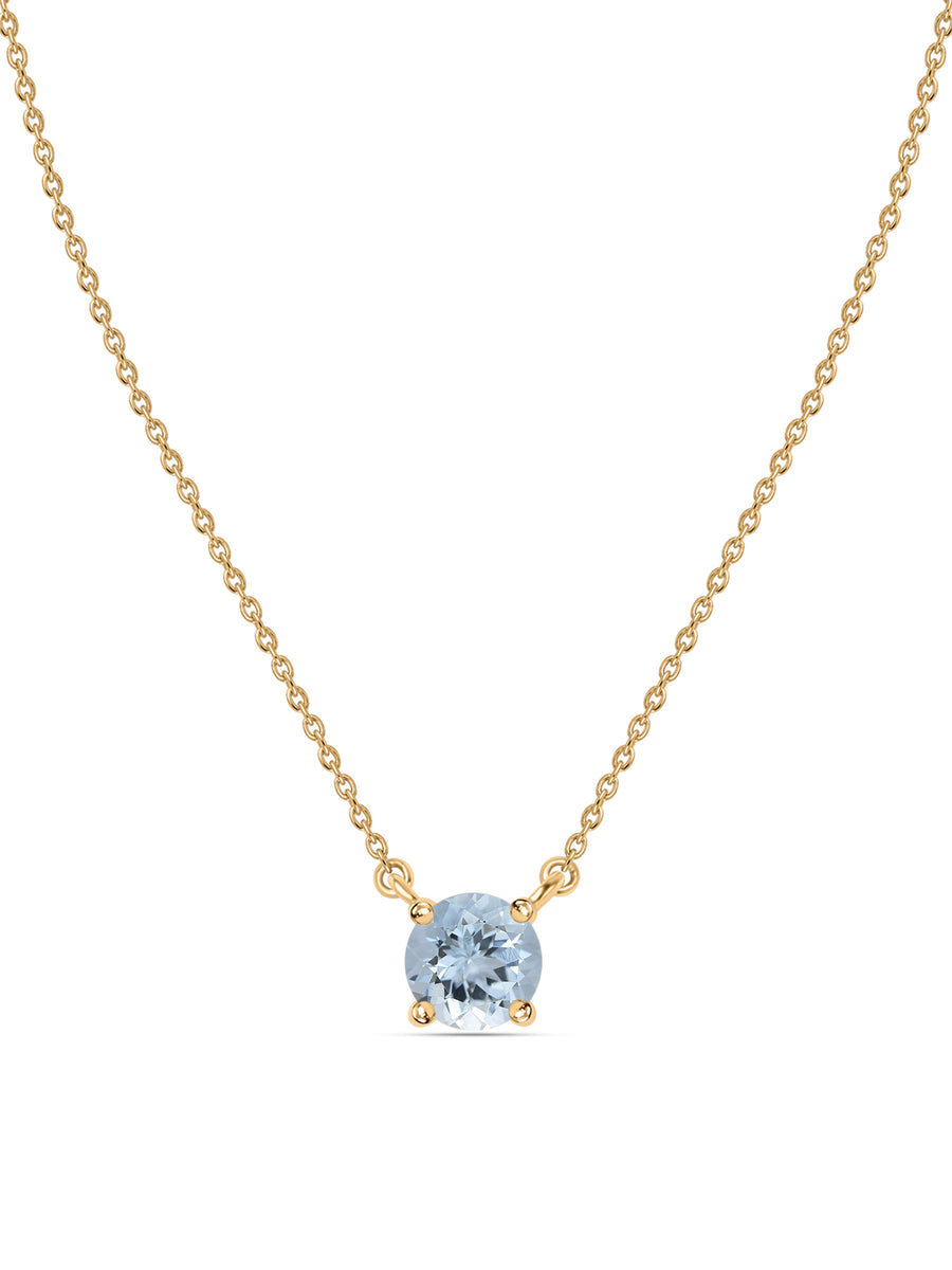 Natural Aquamarine Solitaire Gold Necklace