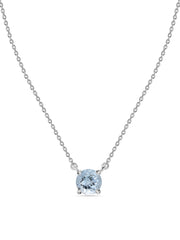 Natural Aquamarine Solitaire Gold Necklace