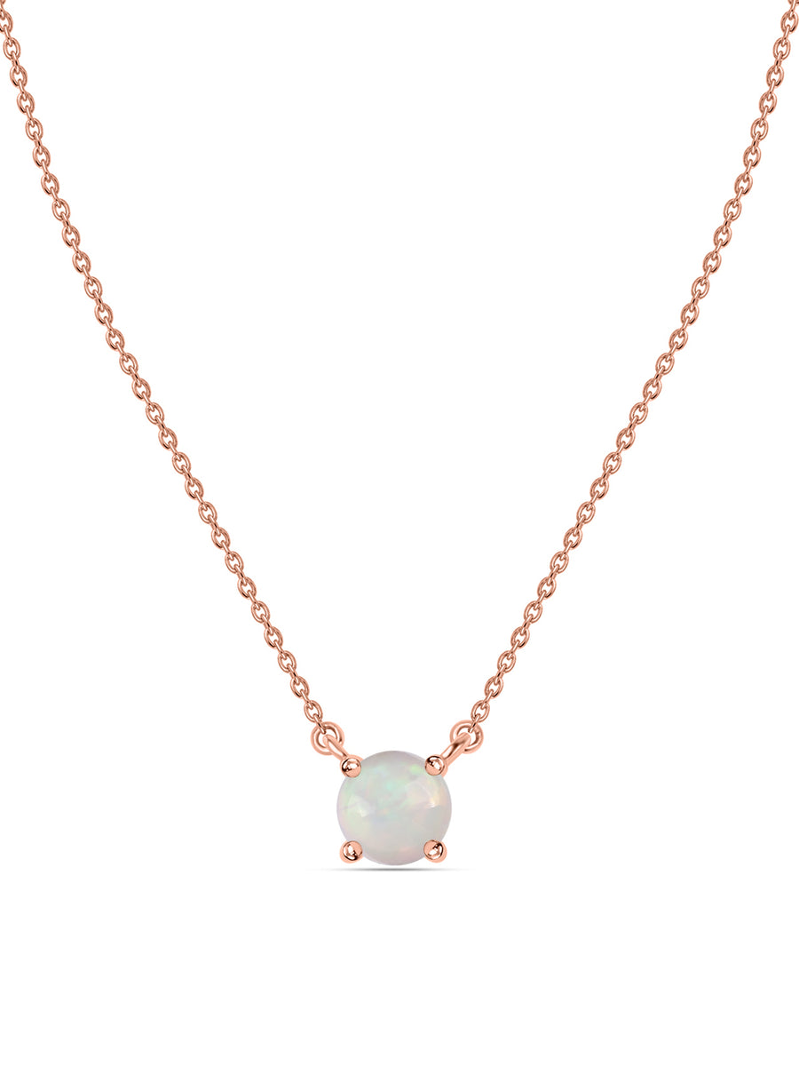 Natural Ethiopian Opal Solitaire Gold Necklace