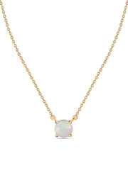 Natural Ethiopian Opal Solitaire Gold Necklace
