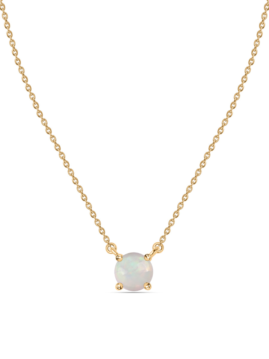 Natural Ethiopian Opal Solitaire Gold Necklace