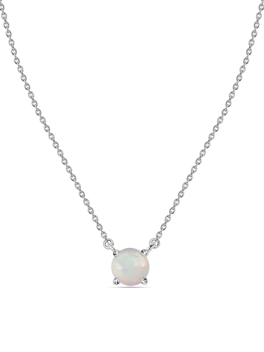 Natural Ethiopian Opal Solitaire Gold Necklace