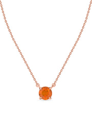 Natural Fire Opal Solitaire Gold Necklace