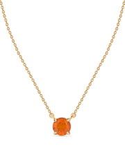 Natural Fire Opal Solitaire Gold Necklace