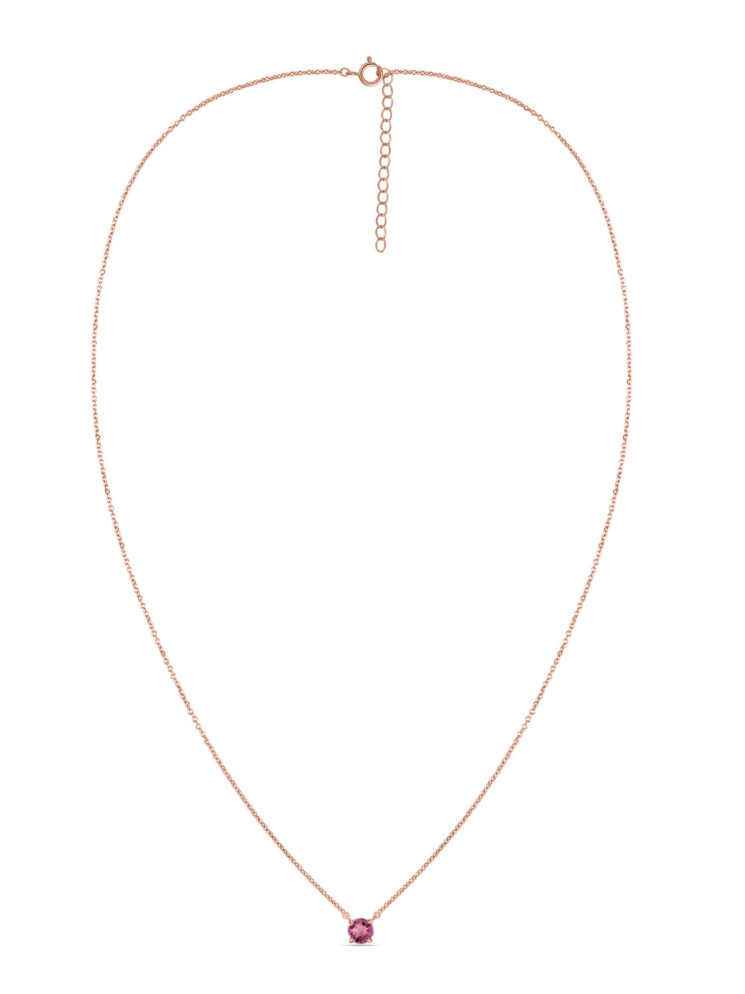 Natural Pink Tourmaline Solitaire Gold Necklace