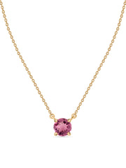 Natural Pink Tourmaline Solitaire Gold Necklace