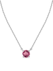 Natural Pink Tourmaline Solitaire Gold Necklace