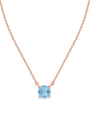 Natural Blue Topaz Solitaire Gold Necklace