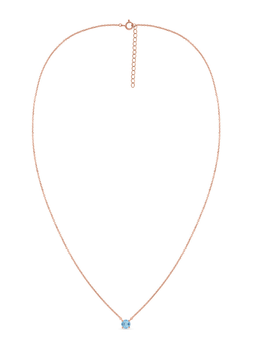 Natural Blue Topaz Solitaire Gold Necklace