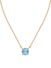 Natural Blue Topaz Solitaire Gold Necklace