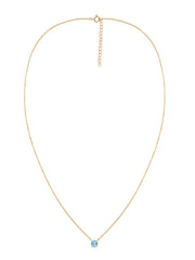 Natural Blue Topaz Solitaire Gold Necklace