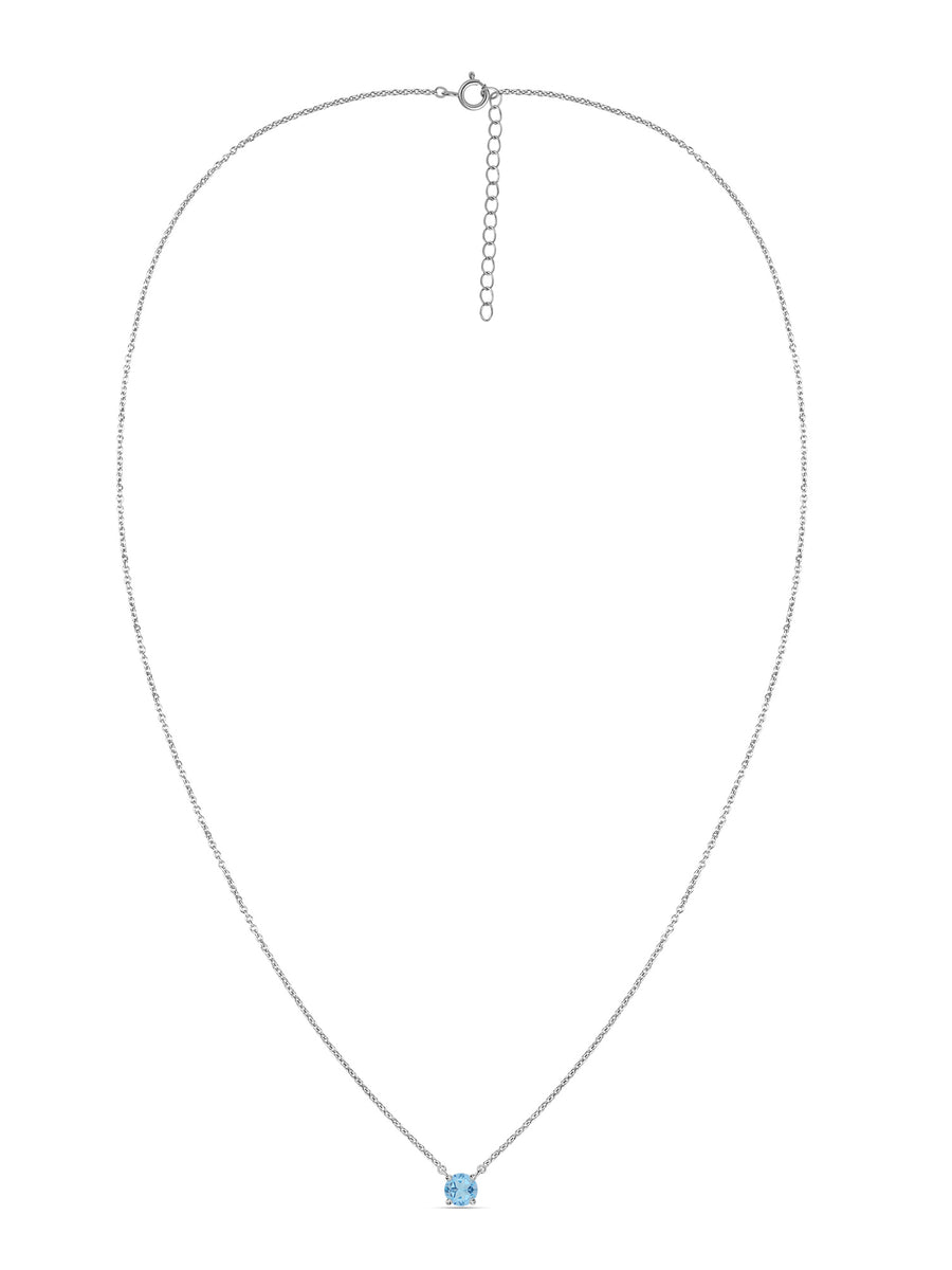 Natural Blue Topaz Solitaire Gold Necklace
