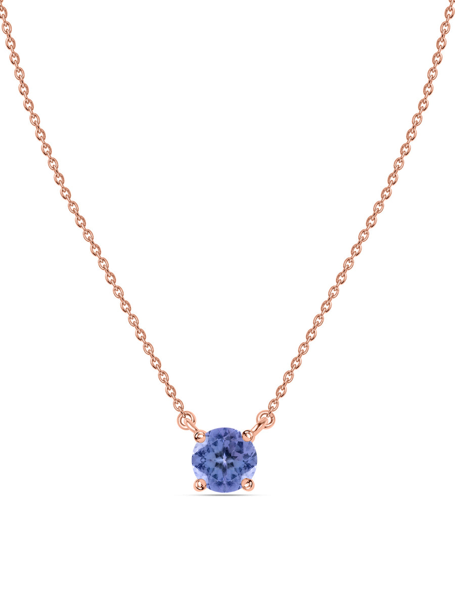 Natural Tanzanite Solitaire Gold Necklace