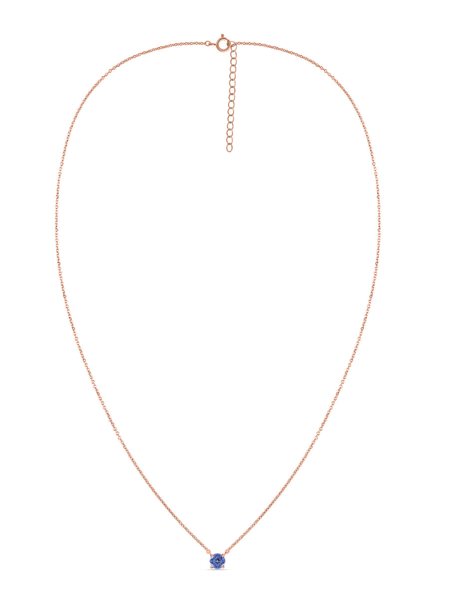 Natural Tanzanite Solitaire Gold Necklace